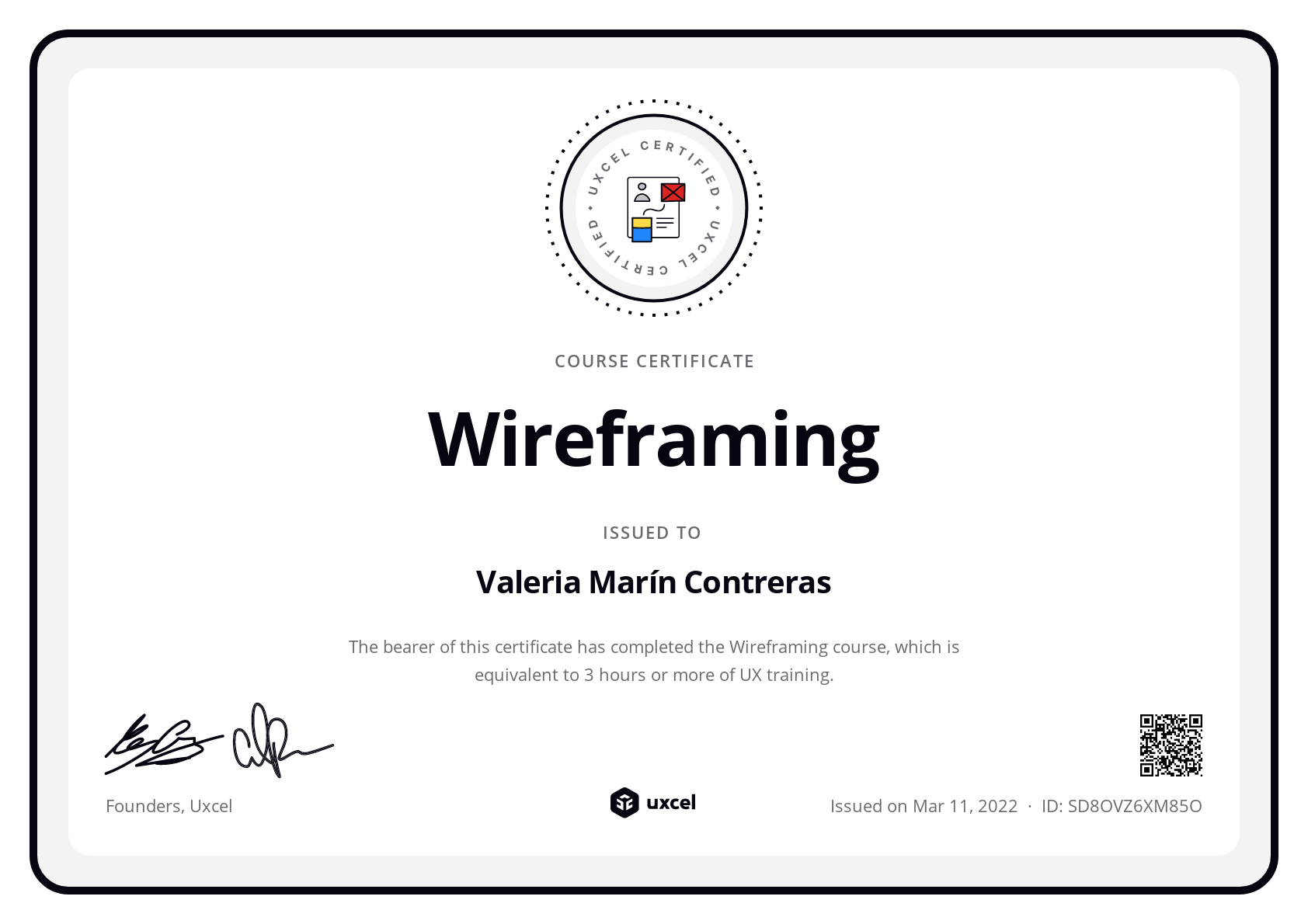 Valeria Marín Contreras's certificate